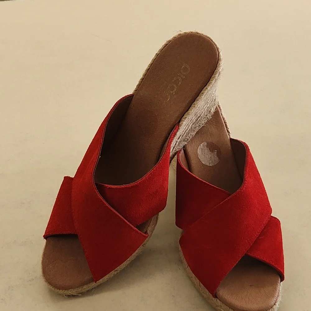 Picon Calzados Leather Espadrille Wedge Shoes 9.5 Handmade in Spain